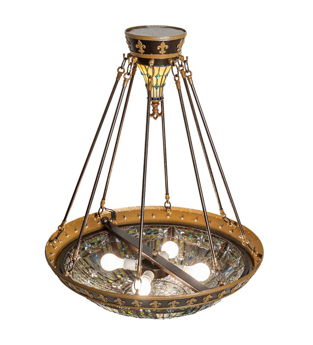 Meyda Tiffany - 274269 - Four Light Semi-Flushmount - Fleur-De-Lis - Copper Vein & Nu Gold