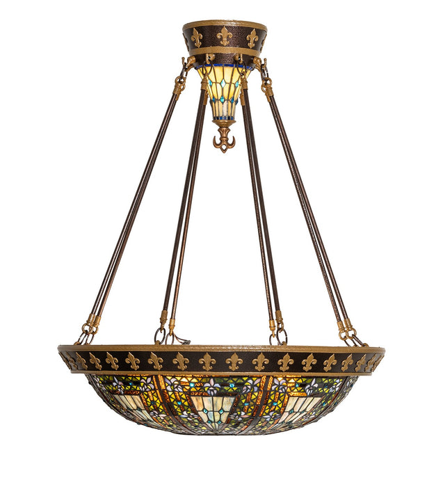 Meyda Tiffany - 274269 - Four Light Semi-Flushmount - Fleur-De-Lis - Copper Vein & Nu Gold