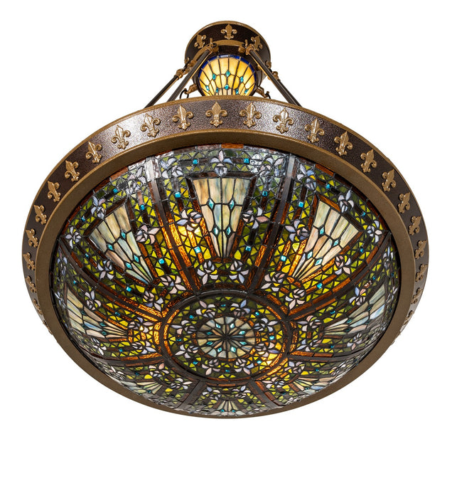Meyda Tiffany - 274269 - Four Light Semi-Flushmount - Fleur-De-Lis - Copper Vein & Nu Gold