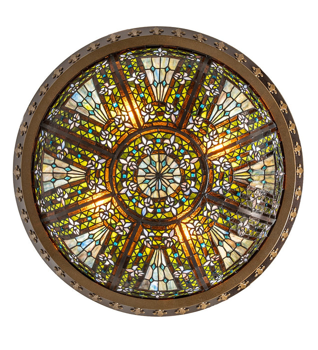 Meyda Tiffany - 274269 - Four Light Semi-Flushmount - Fleur-De-Lis - Copper Vein & Nu Gold