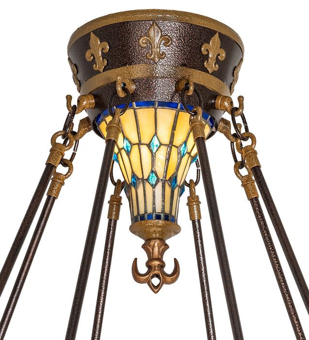 Meyda Tiffany - 274269 - Four Light Semi-Flushmount - Fleur-De-Lis - Copper Vein & Nu Gold