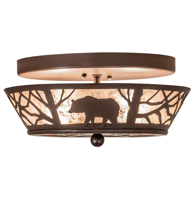 Meyda Tiffany - 274849 - Two Light Flushmount - Bear On The Loose - Cafe Noir
