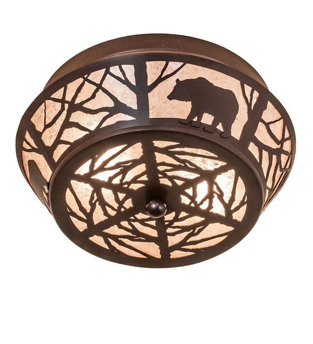 Meyda Tiffany - 274849 - Two Light Flushmount - Bear On The Loose - Cafe Noir