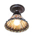 Meyda Tiffany - 276084 - One Light Flushmount - Tiffany Jeweled Peacock