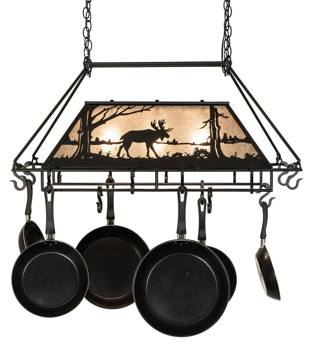 Meyda Tiffany - 273340 - Three Light Pot Rack - Moose At Lake - Textured Black
