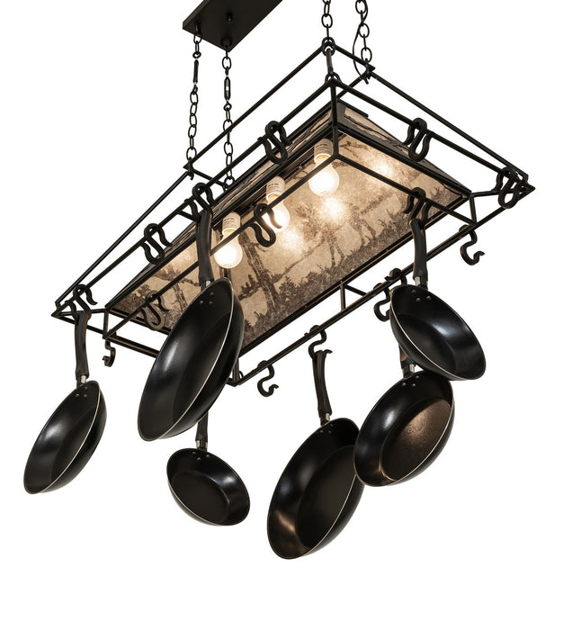 Meyda Tiffany - 273340 - Three Light Pot Rack - Moose At Lake - Textured Black