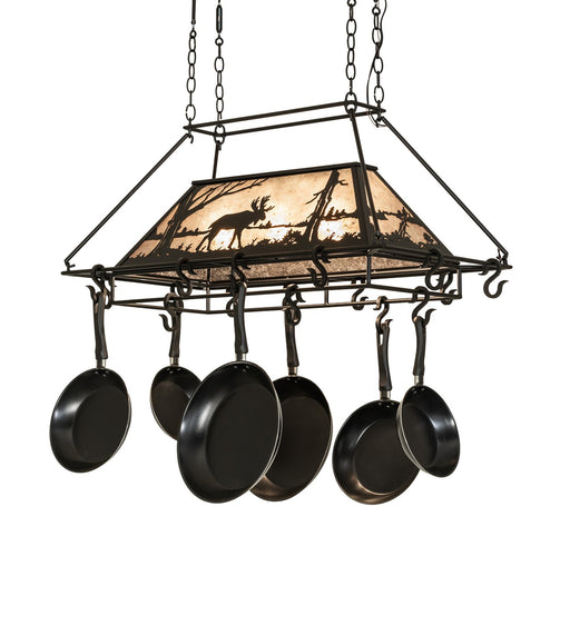 Meyda Tiffany - 273340 - Three Light Pot Rack - Moose At Lake - Textured Black