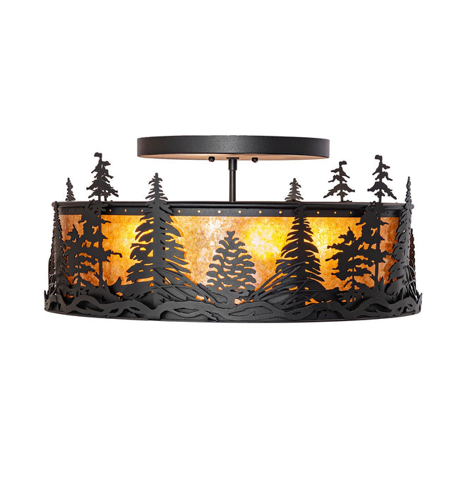 Meyda Tiffany - 270091 - Four Light Semi-Flushmount - Tall Pines - Textured Black