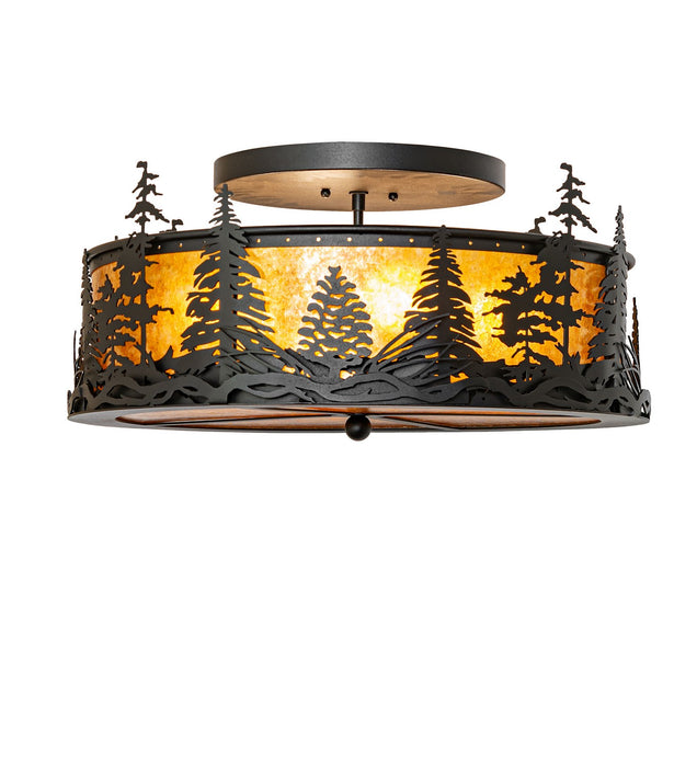 Meyda Tiffany - 270091 - Four Light Semi-Flushmount - Tall Pines - Textured Black