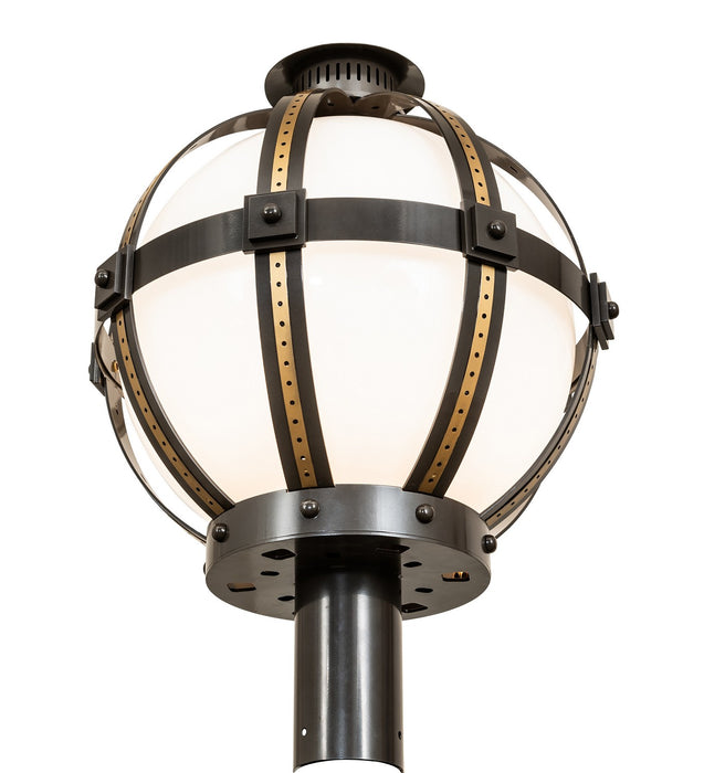 Meyda Tiffany - 274447 - One Light Post Mount - Orbital - ExtOil Rubbed Bronze & Goldtastic