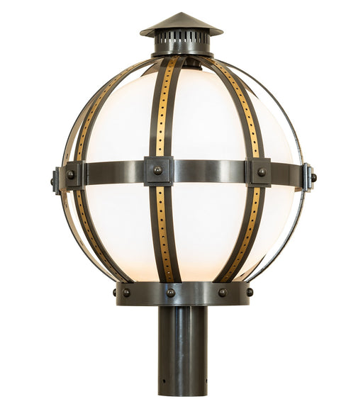 Meyda Tiffany - 274447 - One Light Post Mount - Orbital - ExtOil Rubbed Bronze & Goldtastic