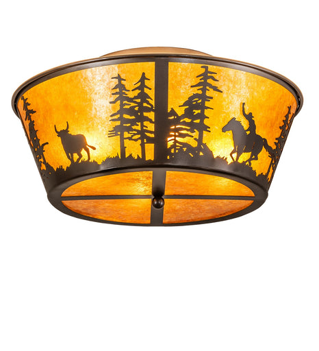 Cowboy & Steer Four Light Flushmount