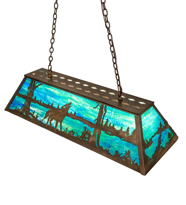 Meyda Tiffany - 275628 - Six Light Pendant - Wolf At Lake - Antique Copper