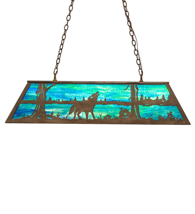 Meyda Tiffany - 275628 - Six Light Pendant - Wolf At Lake - Antique Copper