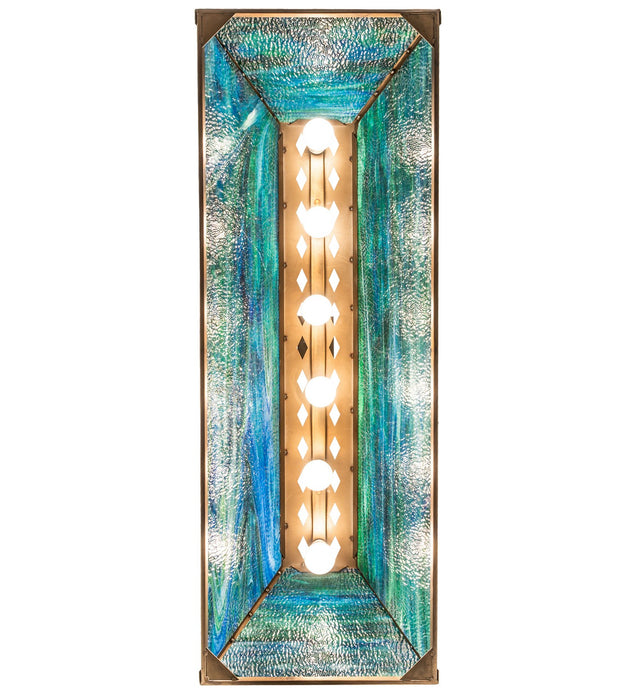 Meyda Tiffany - 275628 - Six Light Pendant - Wolf At Lake - Antique Copper