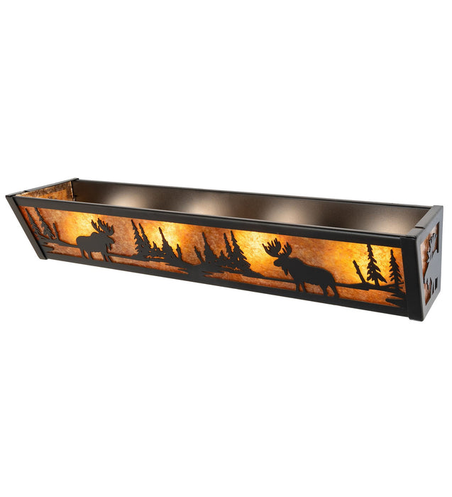 Meyda Tiffany - 30241 - Four Light Vanity - Moose At Lake - Textured Black
