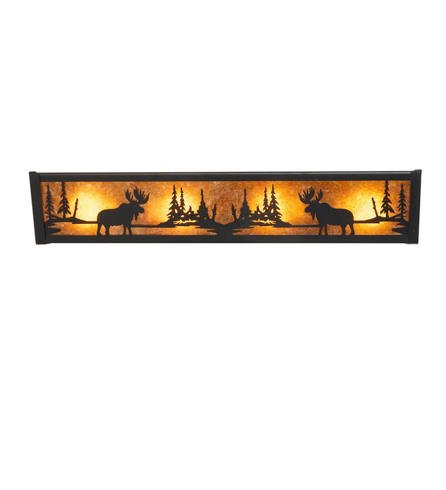 Meyda Tiffany - 30241 - Four Light Vanity - Moose At Lake - Textured Black