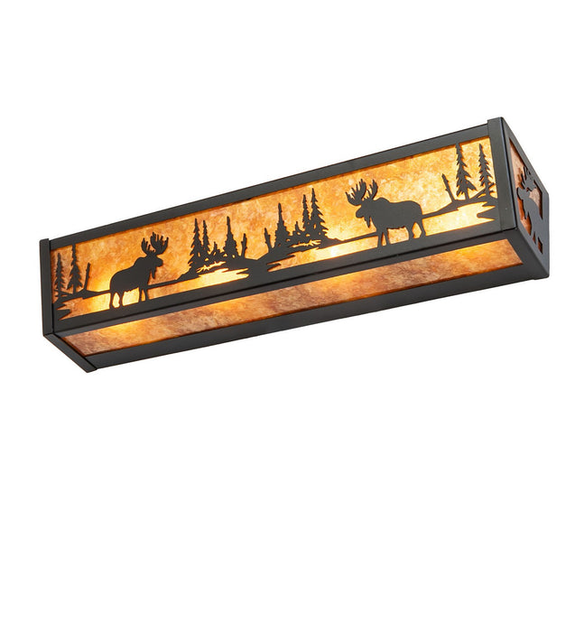 Meyda Tiffany - 30241 - Four Light Vanity - Moose At Lake - Textured Black