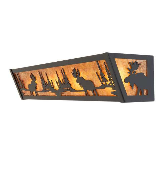 Meyda Tiffany - 30241 - Four Light Vanity - Moose At Lake - Textured Black