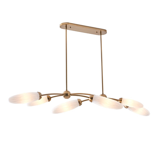 Crest Six Light Island Pendant Winter Brass