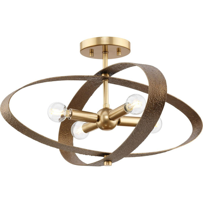 Progress Lighting - P350280-205 - Four Light Semi-Flush Mount - Allegheny - Soft Gold