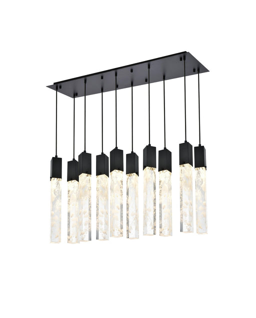 Elegant Lighting - 2088D42BK - Ten Light Pendant - Aurora - Black And Clear