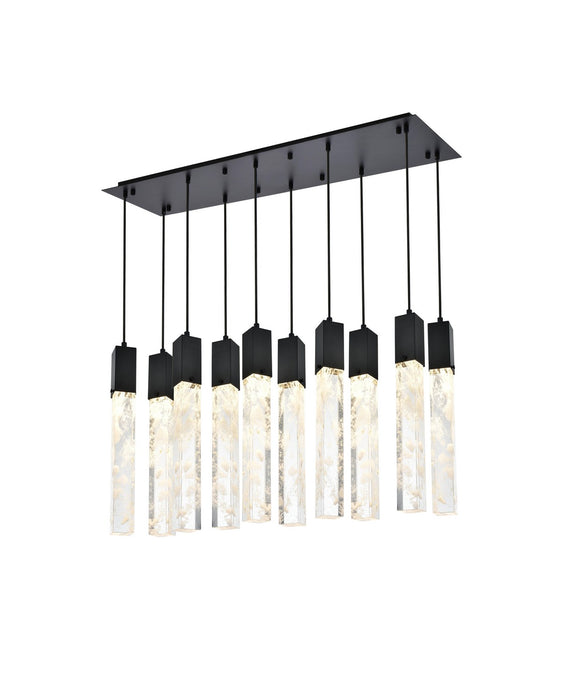 Elegant Lighting - 2088D42BK - Ten Light Pendant - Aurora - Black And Clear