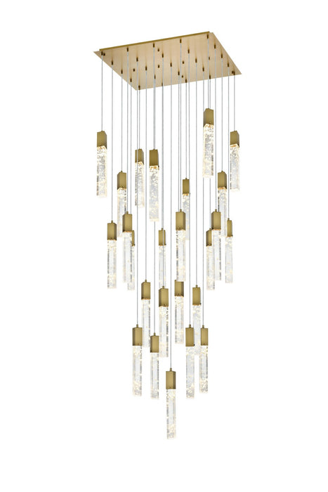 Elegant Lighting - 2088G36SG - 25 Light Chandelier - Aurora - Satin Gold And Clear