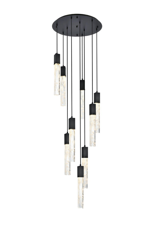 Elegant Lighting - 2089D24BK - Nine Light Chandelier - Aurora - Black And Clear