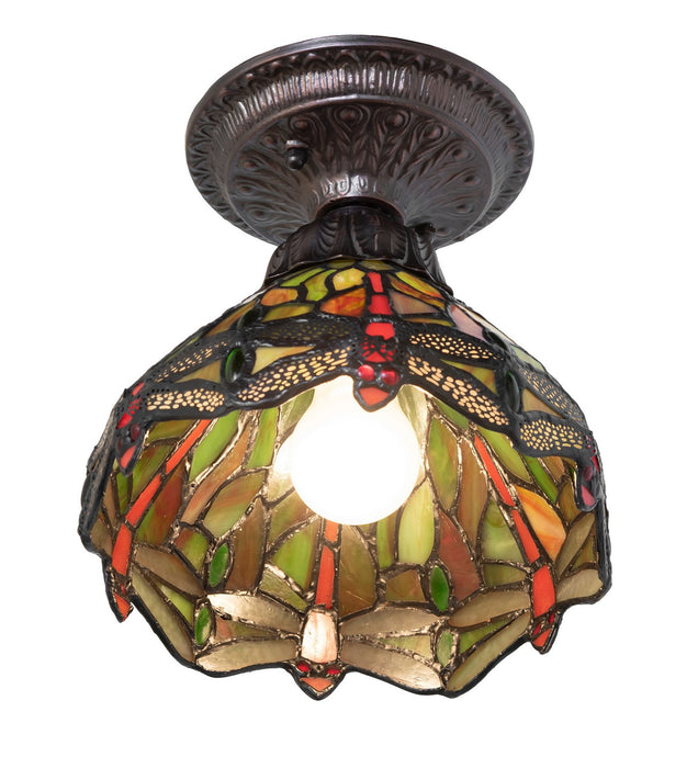 Meyda Tiffany - 276102 - One Light Flushmount - Tiffany Hanginghead Dragonfly
