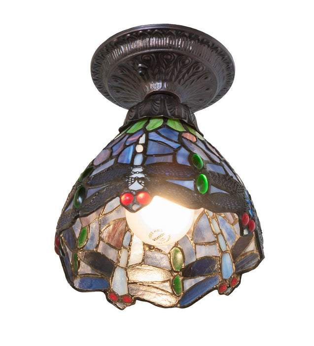 Meyda Tiffany - 276103 - One Light Flushmount - Tiffany Hanginghead Dragonfly