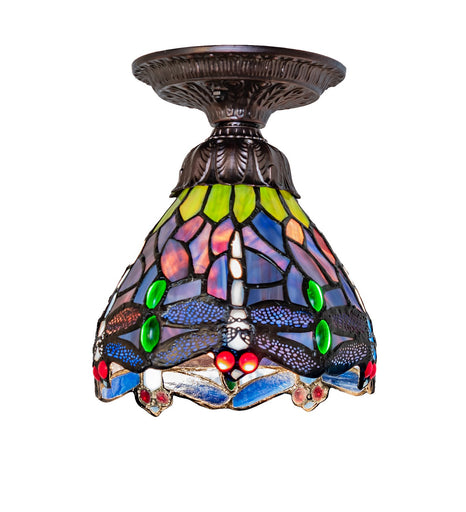 Tiffany Hanginghead Dragonfly One Light Flushmount