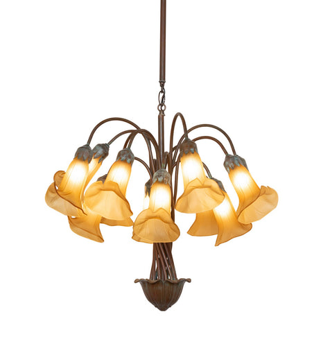 Amber Tiffany Pond Lily 12 Light Chandelier