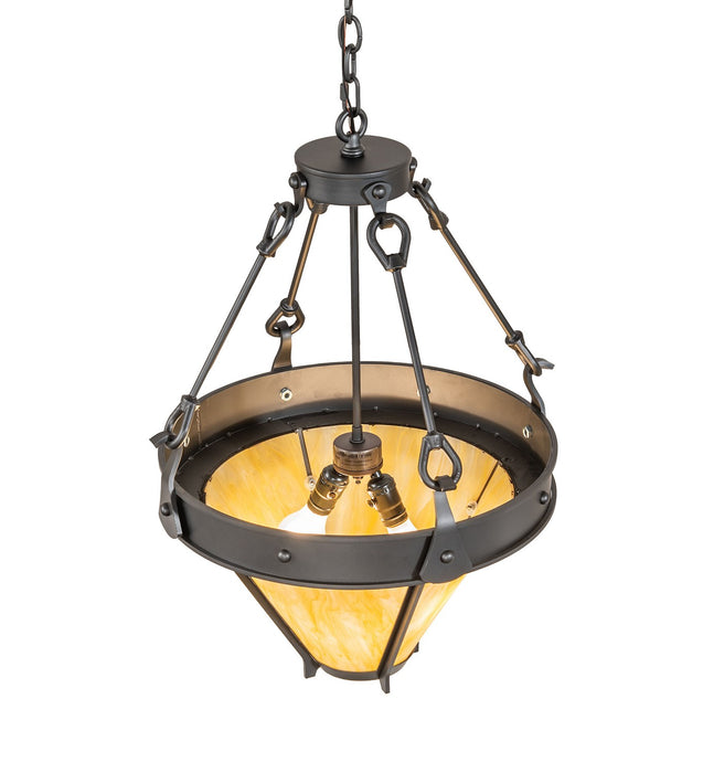 Meyda Tiffany - 276195 - Three Light Pendant - Nehring - Wrought Iron
