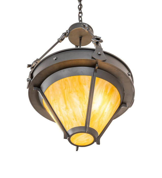 Meyda Tiffany - 276195 - Three Light Pendant - Nehring - Wrought Iron