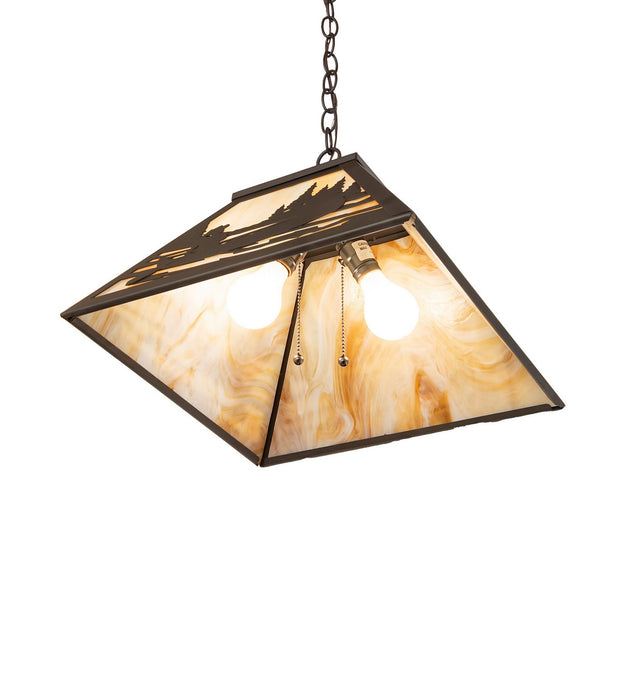 Meyda Tiffany - 277021 - Two Light Pendant - Canoe At Lake - Oil Rubbed Bronze