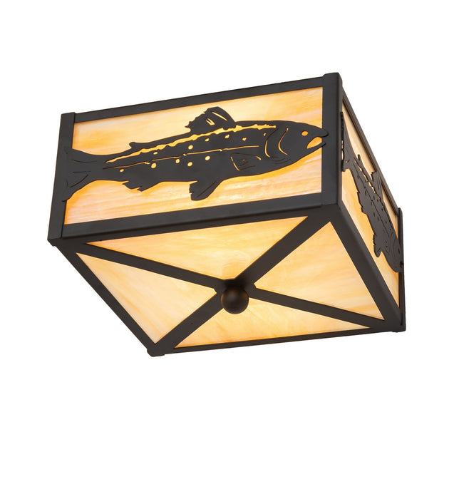 Meyda Tiffany - 277022 - Two Light Flushmount - Trout - Oil Rubbed Bronze