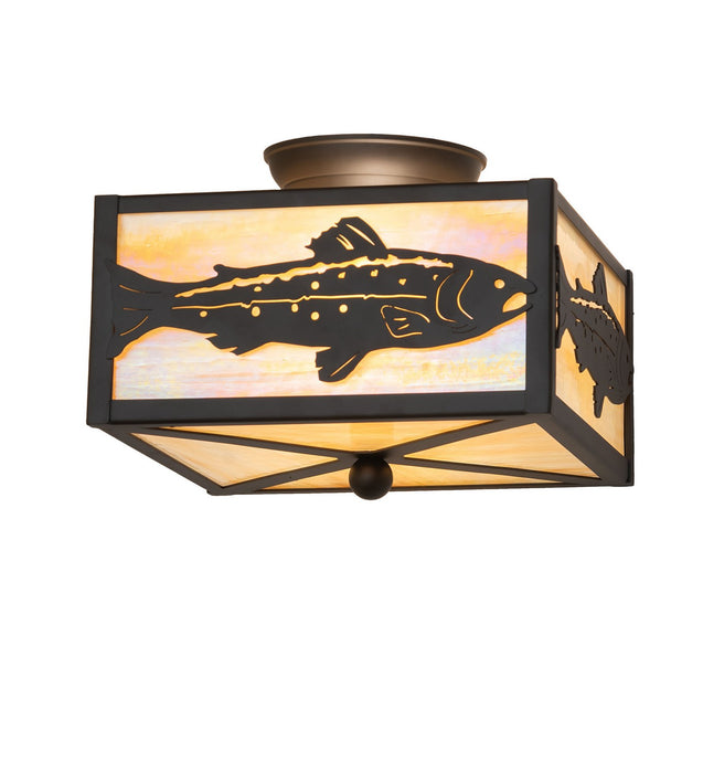 Meyda Tiffany - 277022 - Two Light Flushmount - Trout - Oil Rubbed Bronze