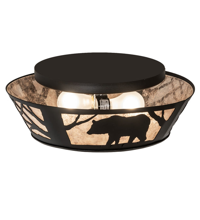 Meyda Tiffany - 65607 - Two Light Flushmount - Bear On The Loose - Textured Black