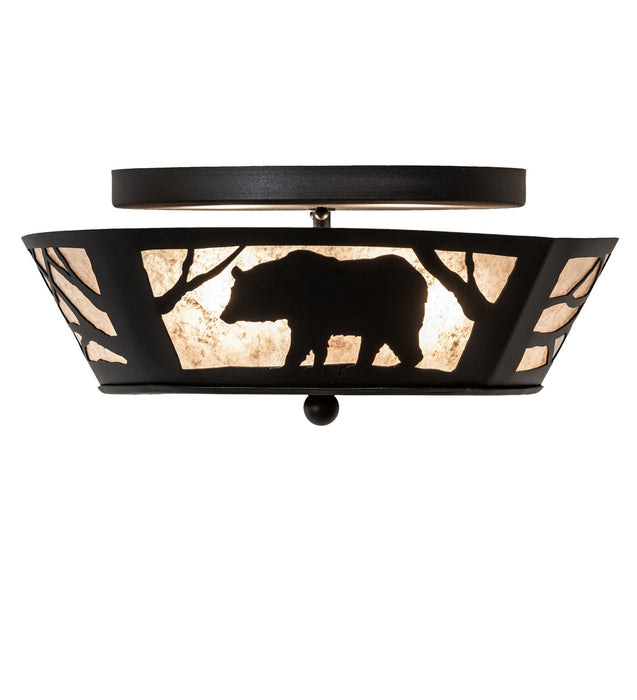 Meyda Tiffany - 65607 - Two Light Flushmount - Bear On The Loose - Textured Black