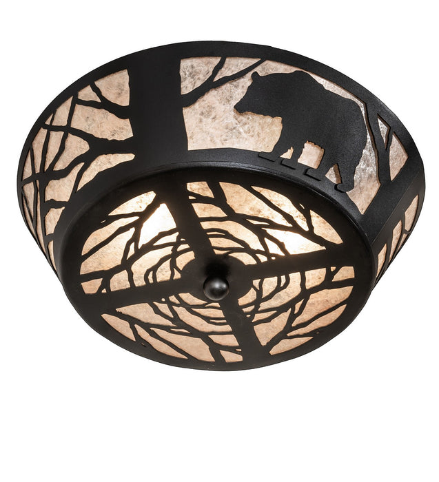 Meyda Tiffany - 65607 - Two Light Flushmount - Bear On The Loose - Textured Black