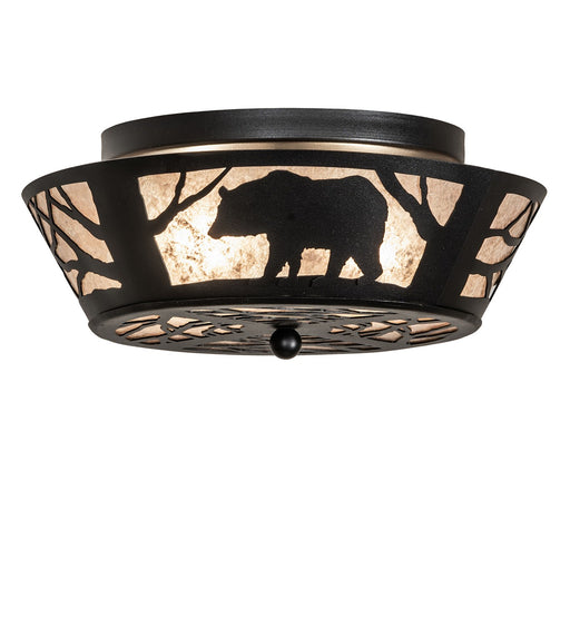 Meyda Tiffany - 65607 - Two Light Flushmount - Bear On The Loose - Textured Black