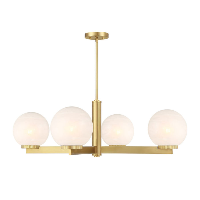 Meridian - M100123NB - Four Light Chandelier - Natural Brass