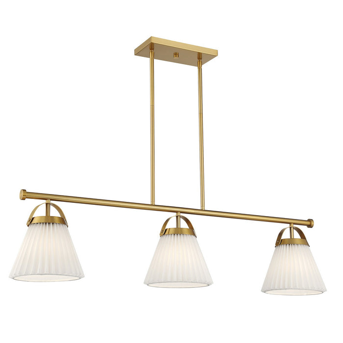 Meridian - M100125NB - Three Light Linear Chandelier - Natural Brass