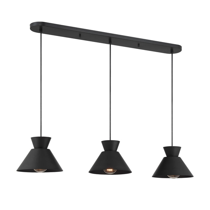 Meridian - M100134MBK - Three Light Linear Chandelier - Matte Black