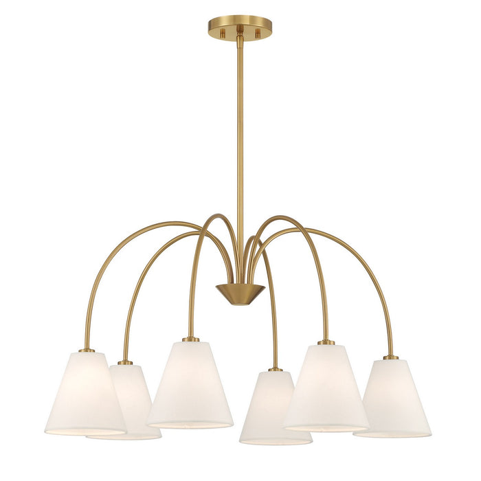 Meridian - M100138NB - Six Light Chandelier - Natural Brass