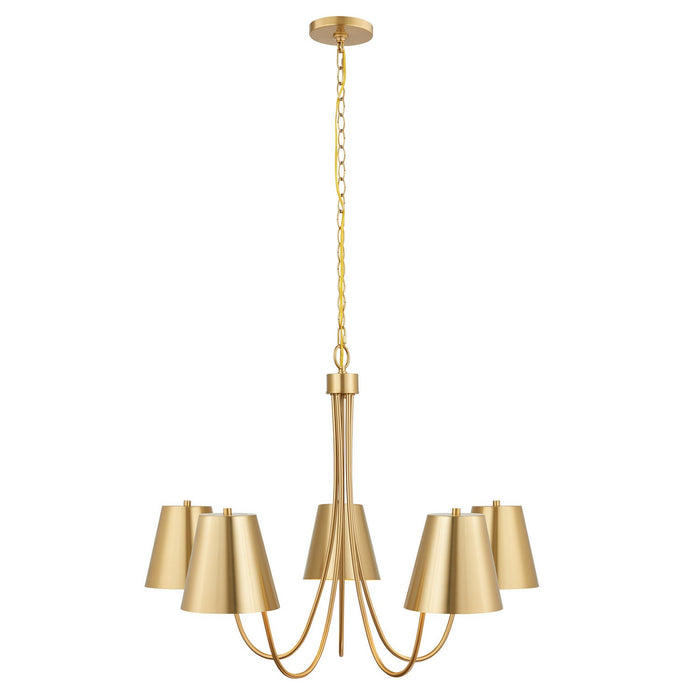 Meridian - M100142NB - Five Light Chandelier - Natural Brass