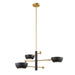 Meridian - M100143MBKNB - Three Light Chandelier - Matte Black and Natural Brass