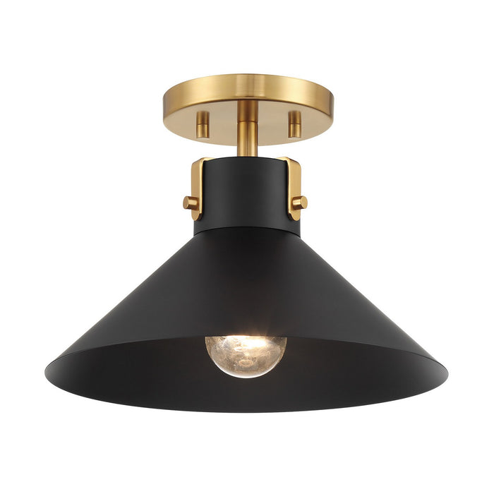 Meridian - M60078MBKNB - One Light Semi-Flush Mount - Matte Black and Natural Brass