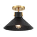 Meridian - M60078MBKNB - One Light Semi-Flush Mount - Matte Black and Natural Brass